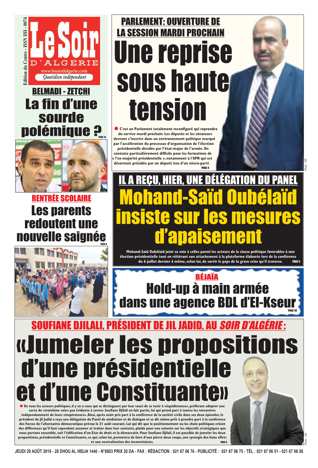 Pdf Le Soir D Algérie Du 2019-08-29