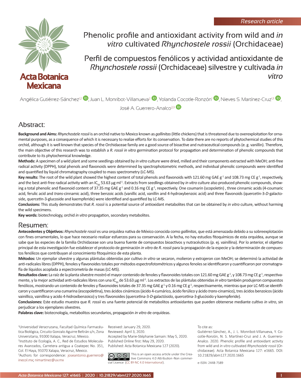 Phenolic Profile and Antioxidant Activity from Wild and In