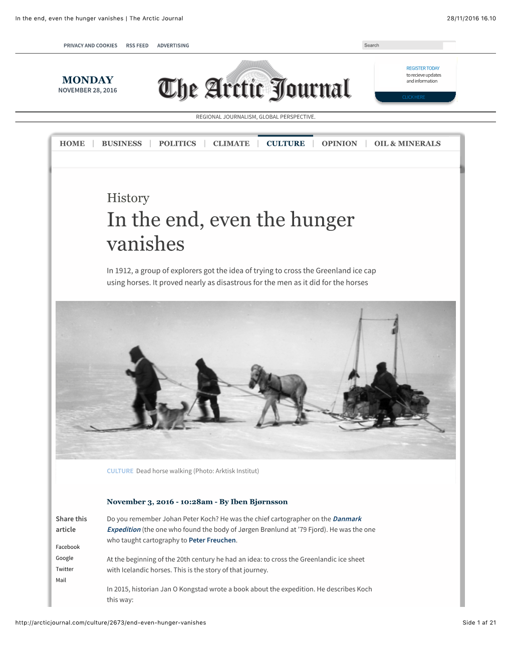 In the End, Even the Hunger Vanishes | the Arctic Journal 28/11/2016 16.10