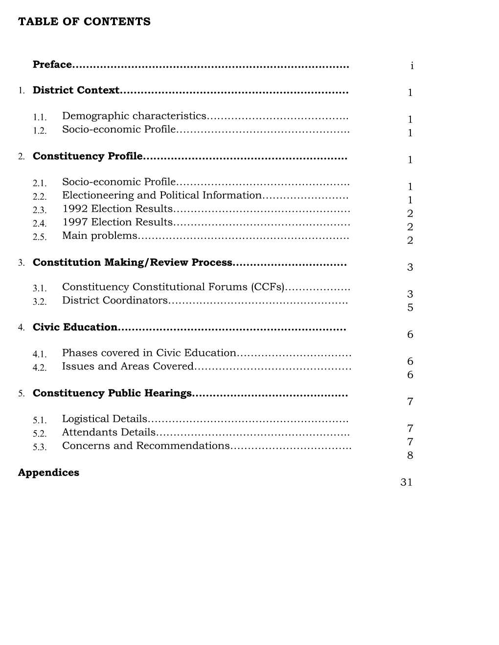 Table of Contents