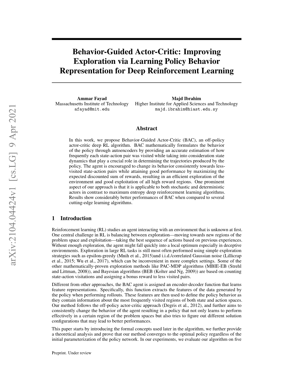 Behavior-Guided Actor-Critic: Improving Exploration Via Learning Policy Behavior Representation for Deep Reinforcement Learning