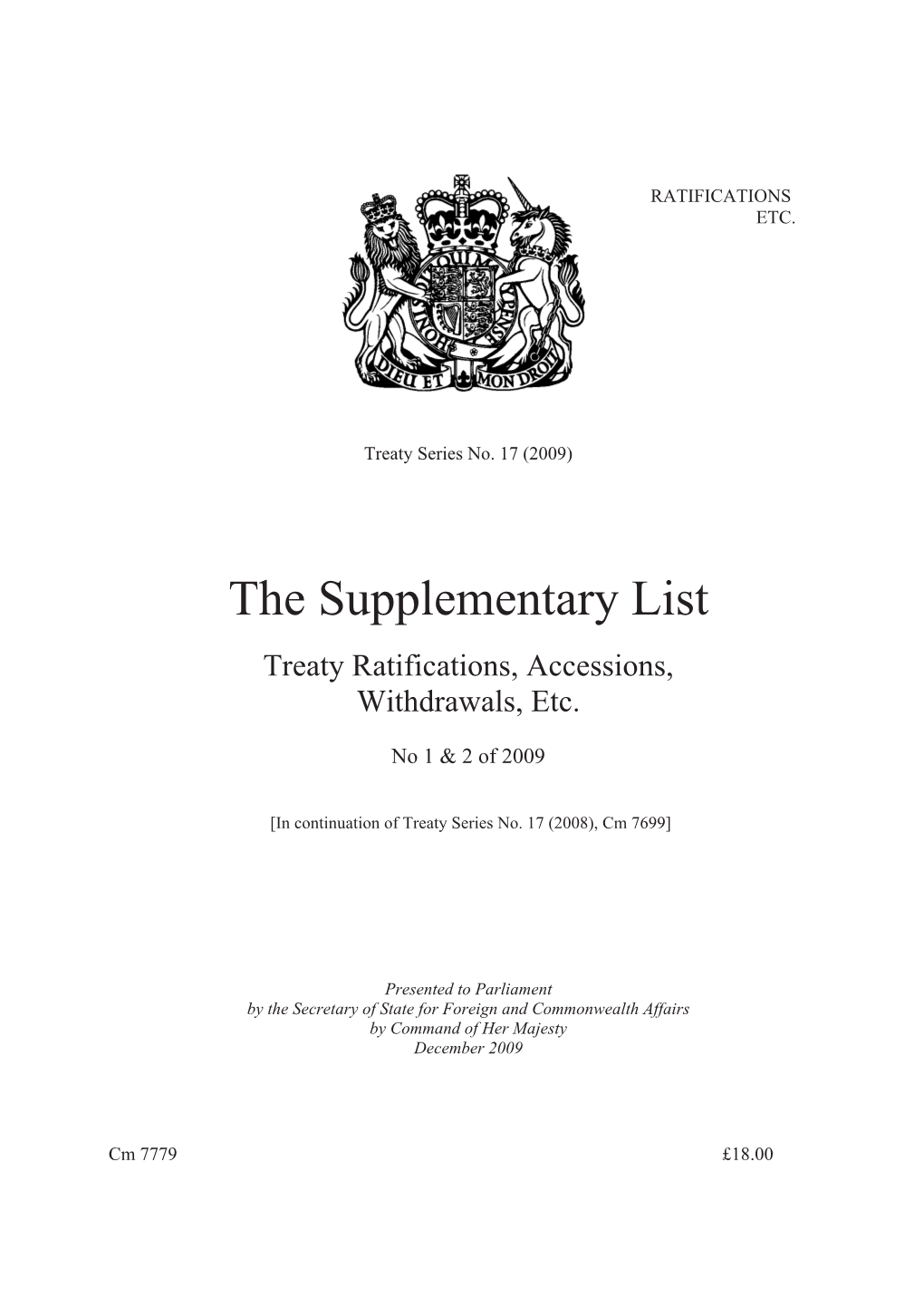 The Supplementary List CM 7779