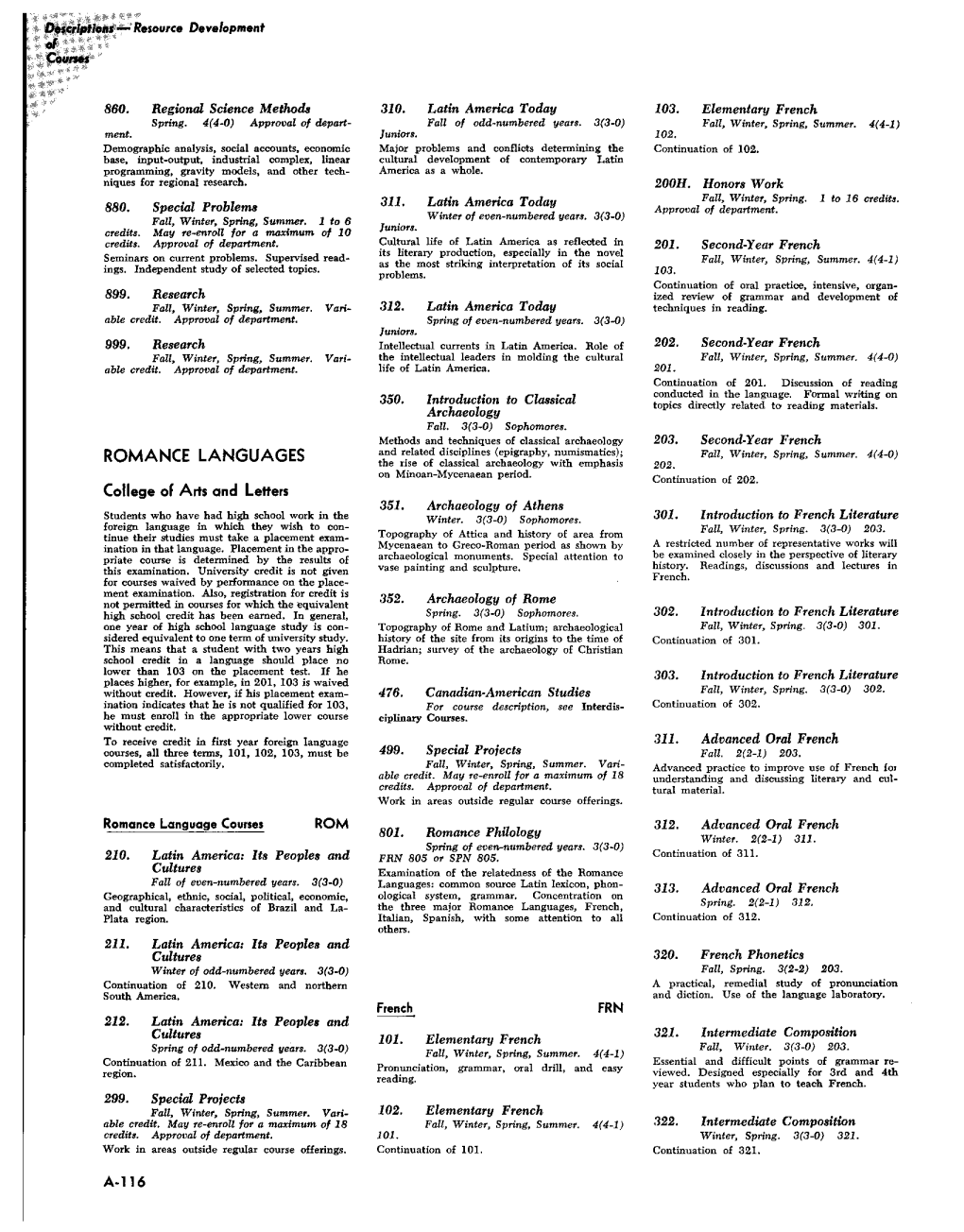 ROMANCE LANGUAGES and Related Disciplines (Epigraphy, Numismatics); Fall, Winter, Spring, Summer