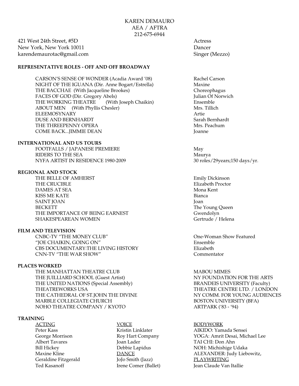 Acting Resume