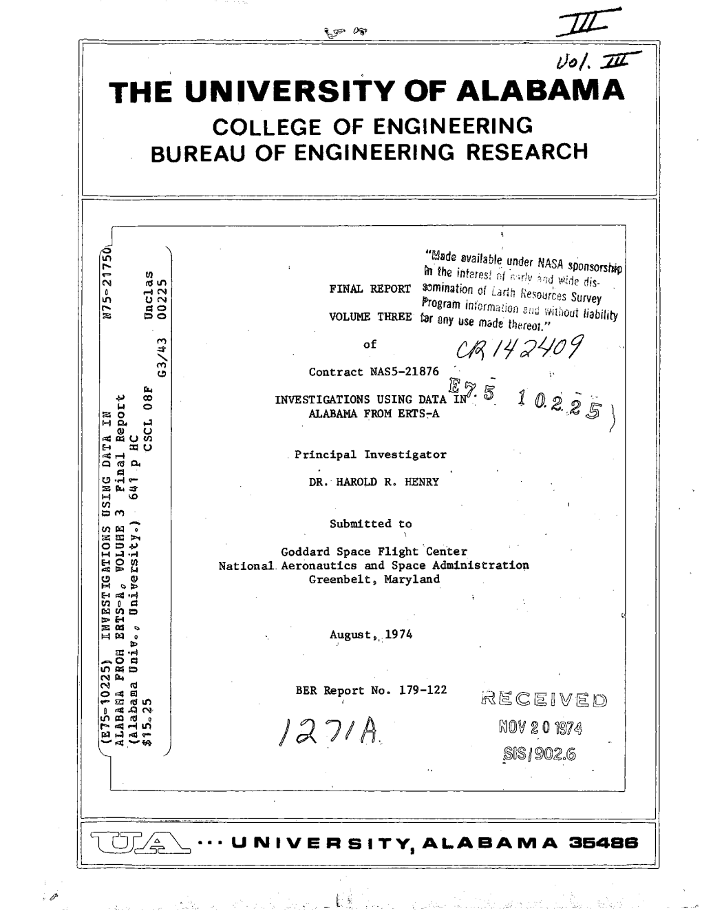 The University of Alabama College of Engineering Bureau of Engineering Research