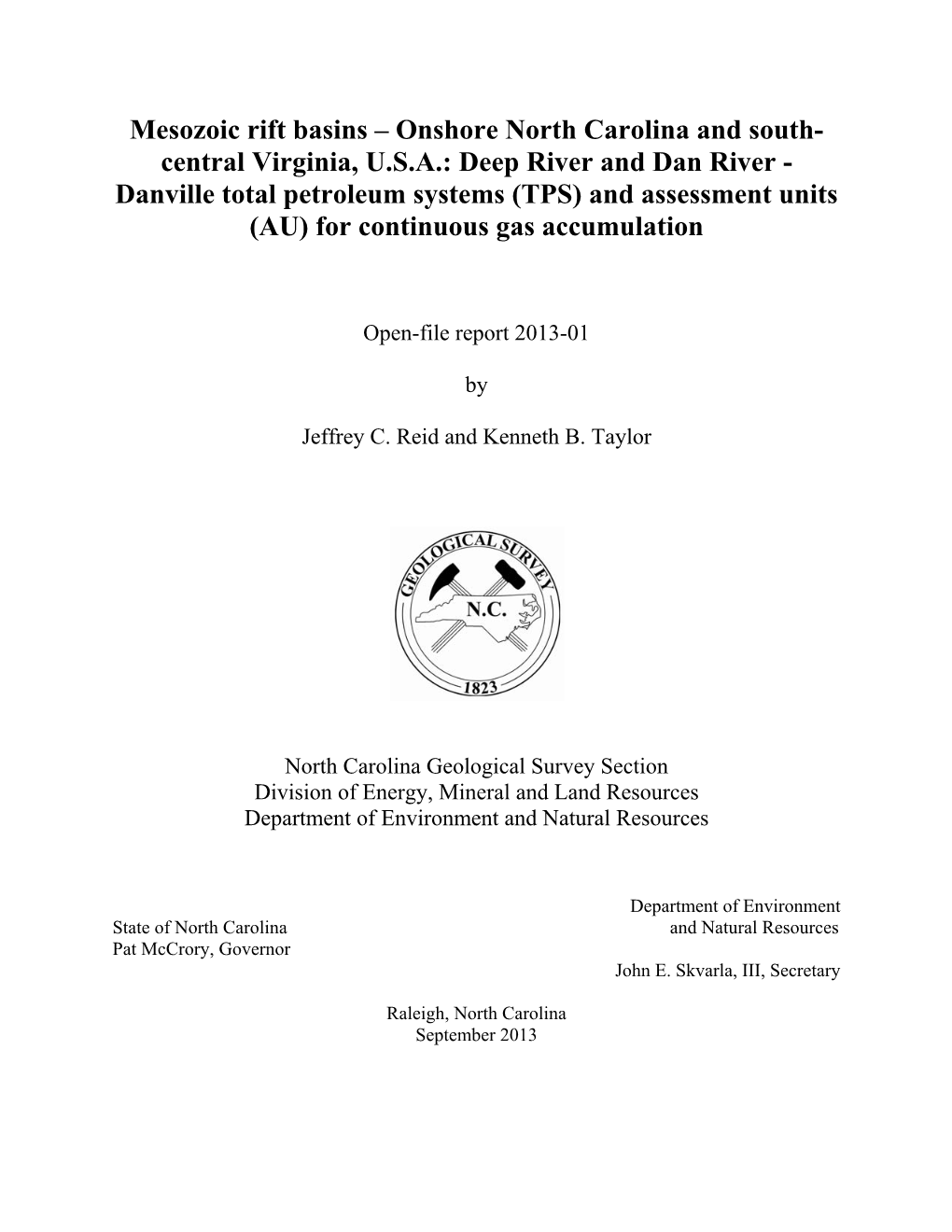 Deep River and Dan River - Danville Total Petroleum Systems (TPS) and Assessment Units (AU) for Continuous Gas Accumulation