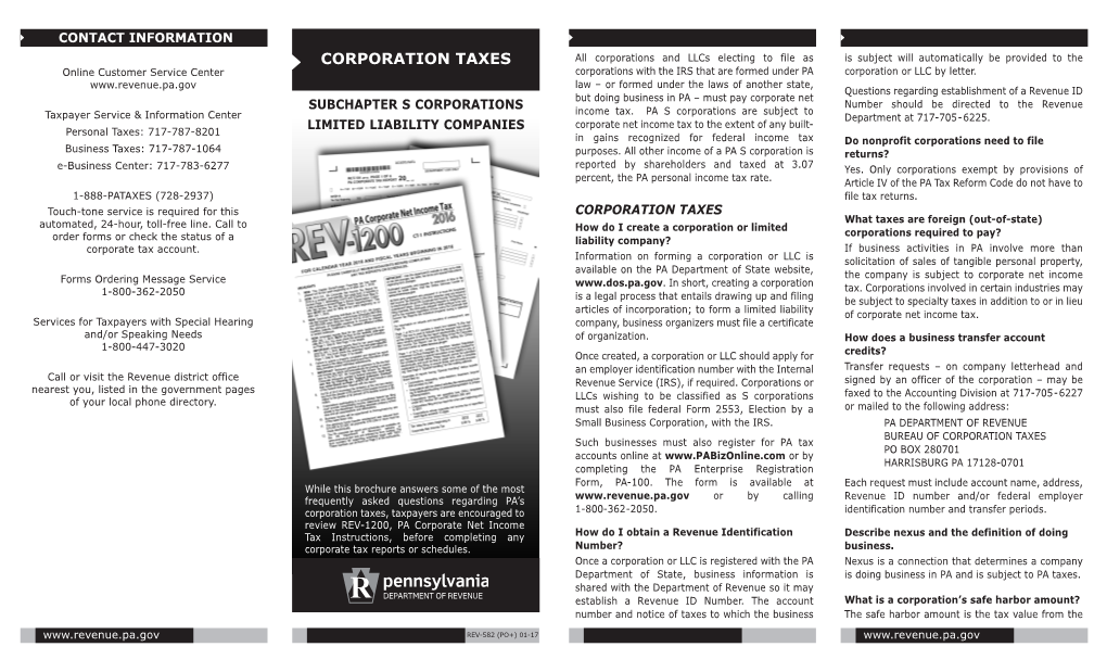 SUBCHAPTER S CORPORATIONS Income Tax