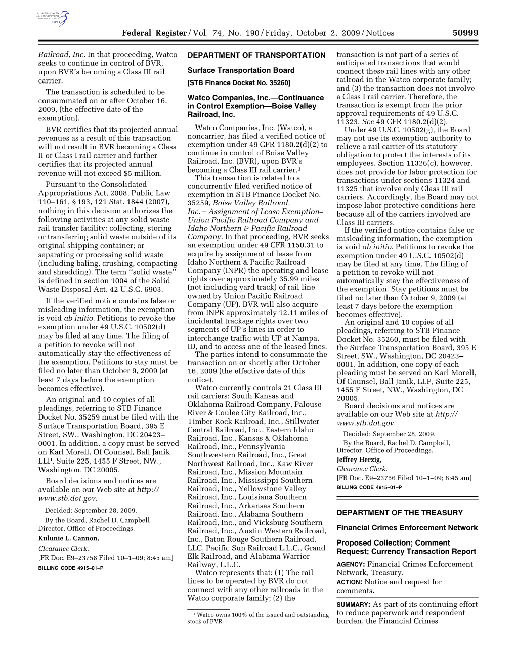 Federal Register/Vol. 74, No. 190/Friday, October 2, 2009/Notices