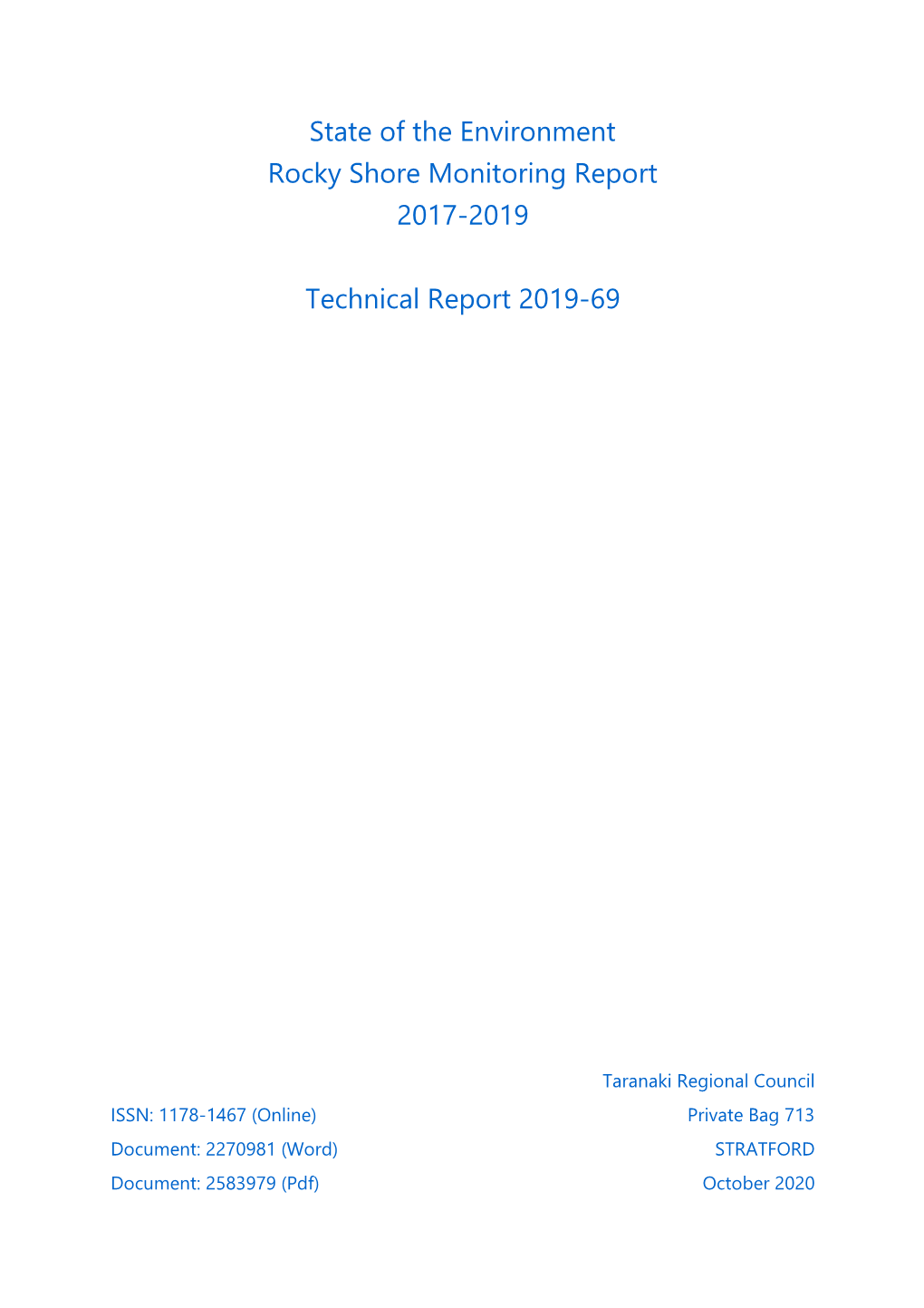 Rocky Shore Environmental Monitoring Report 2017-2019