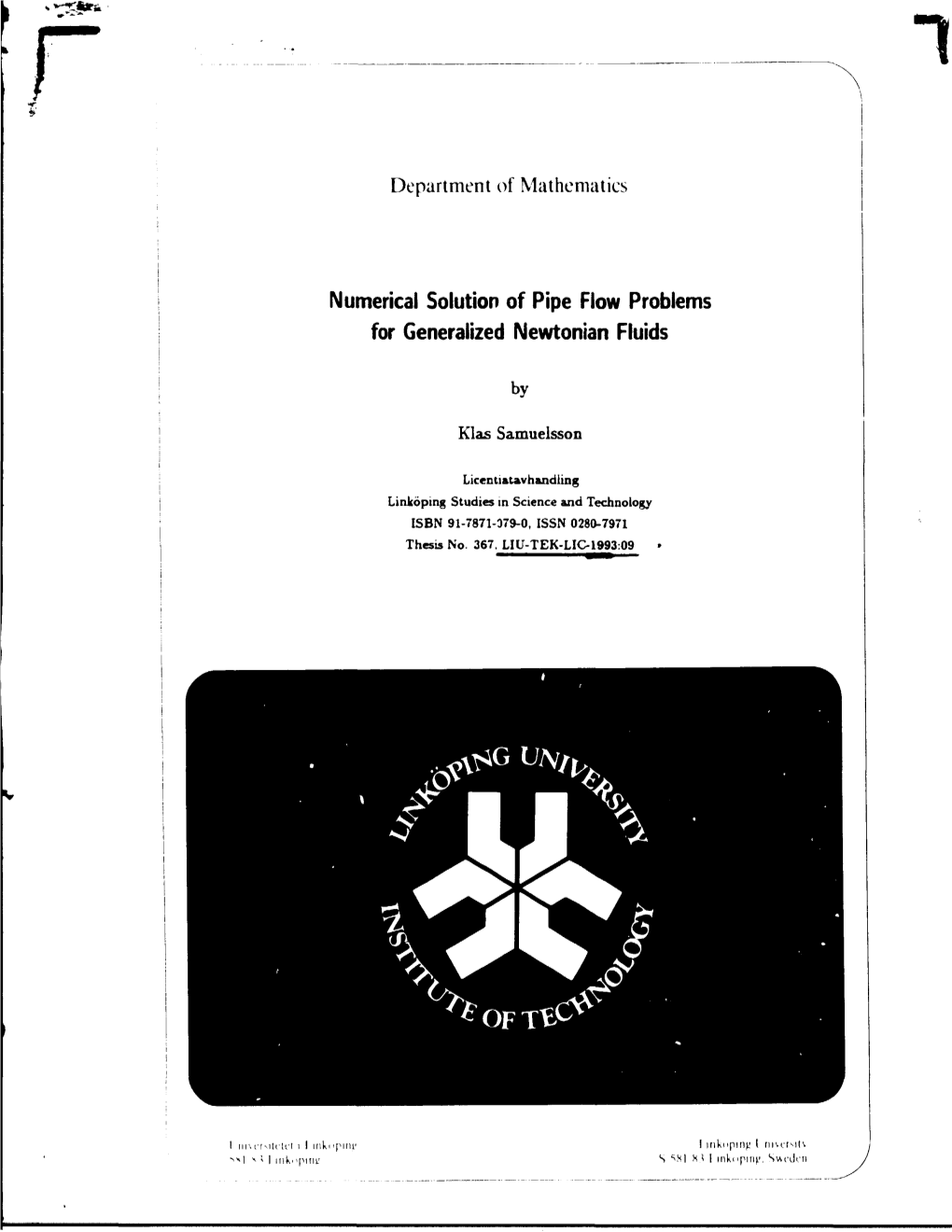 Numerical Solution of Pipe Flow Problems for Generalized Newtonian Fluids