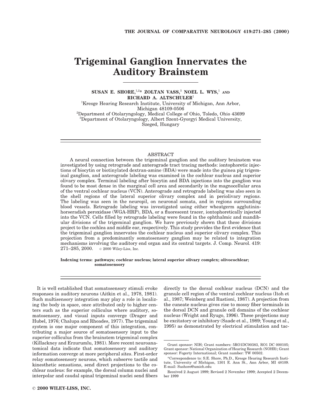 Trigeminal Ganglion Innervates the Auditory Brainstem