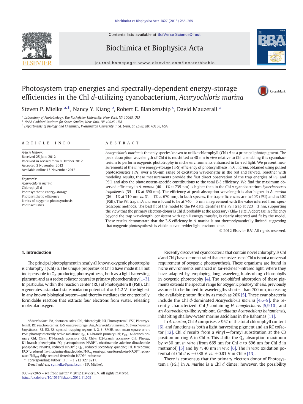 Biochimica Et Biophysica Acta 1827 (2013) 255–265