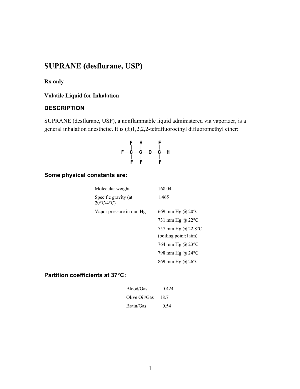 SUPRANE (Desflurane, USP)