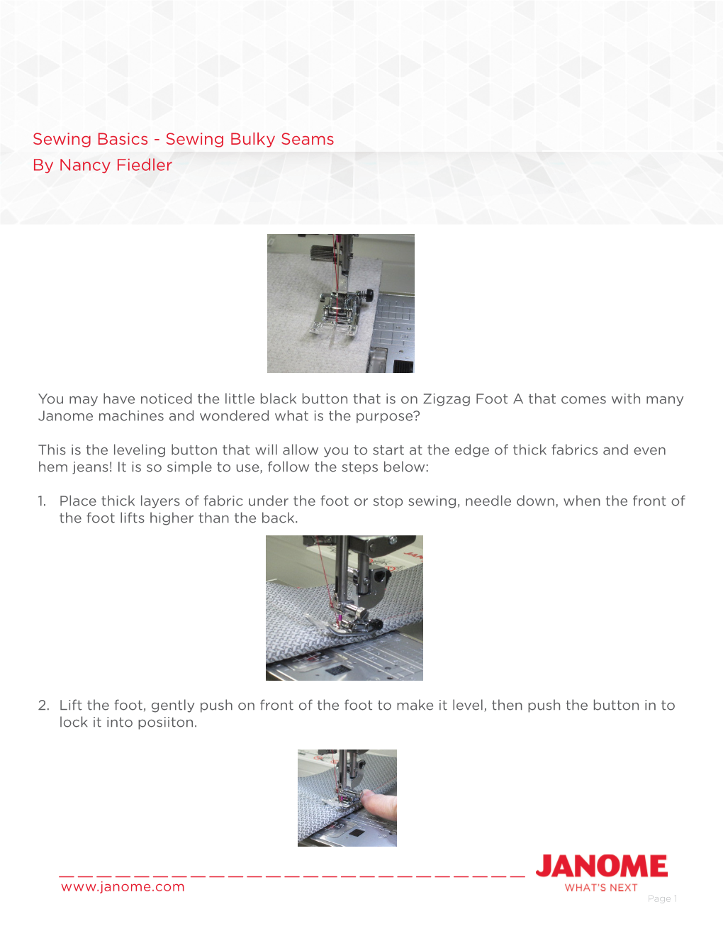 Sewing Basics - Sewing Bulky Seams by Nancy Fiedler