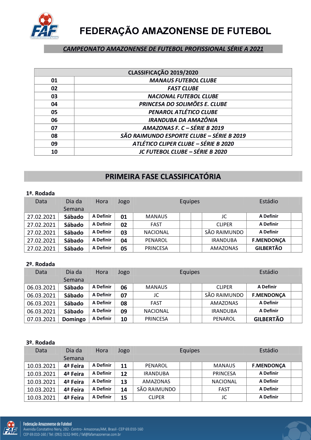 Federação Amazonense De Futebol Fase Final