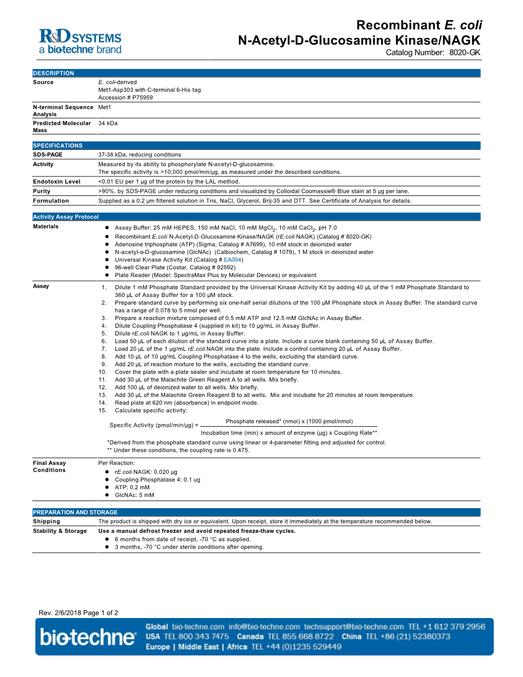 Recombinant E. Coli N-Acetyl-D-Glucosamine Kinase/NAGK