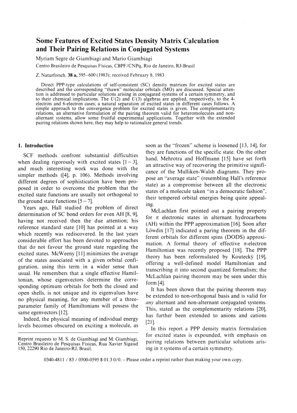 Some Features of Excited States Density Matrix Calculation And