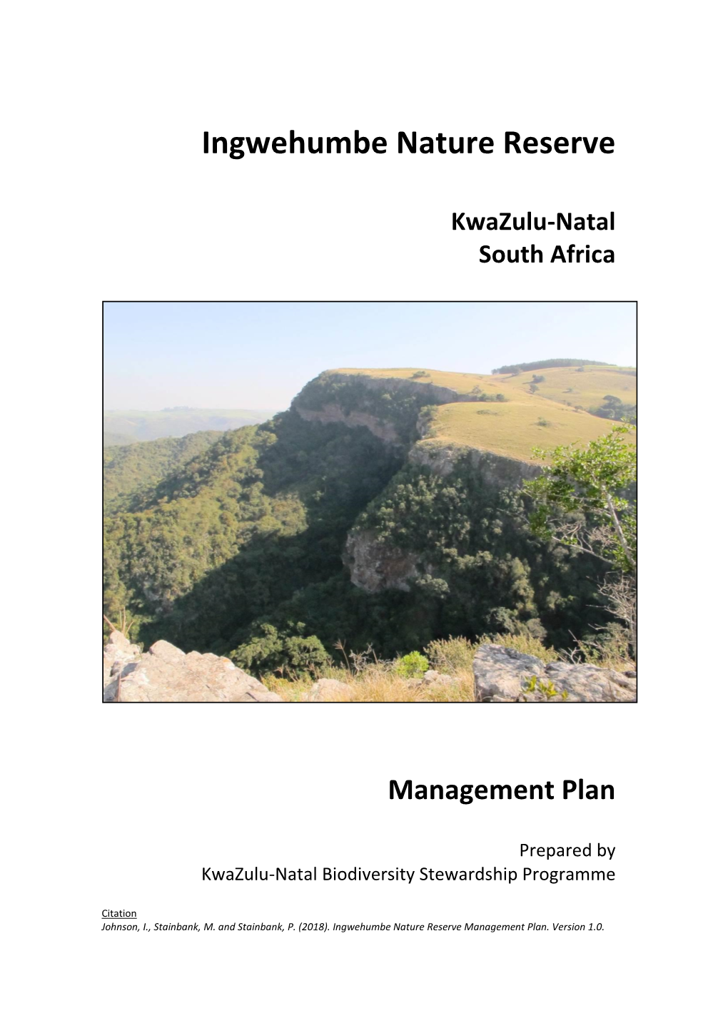 Ingwehumbe Management Plan Final 2018