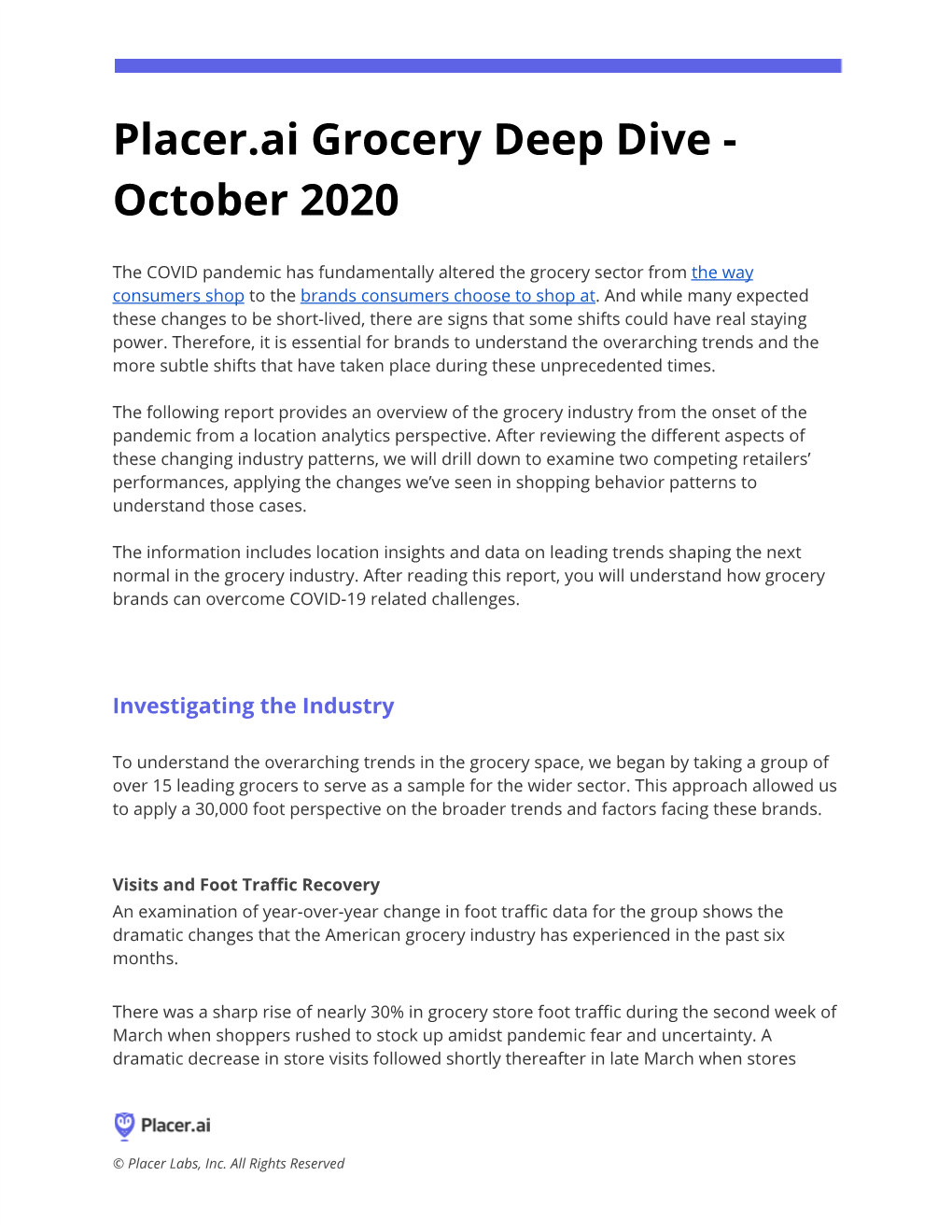 Placer.Ai Grocery Deep Dive - October 2020