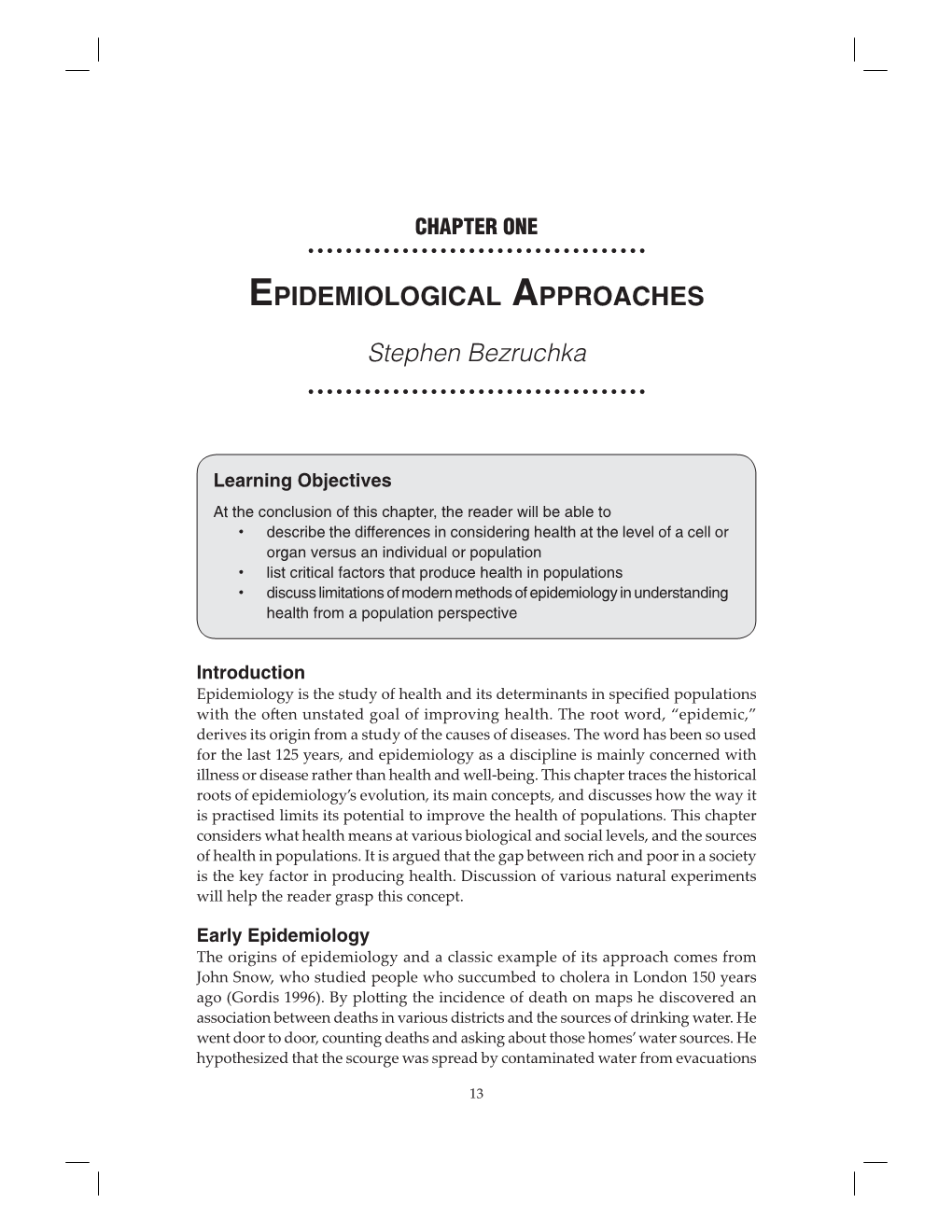 Epidemiological Approaches