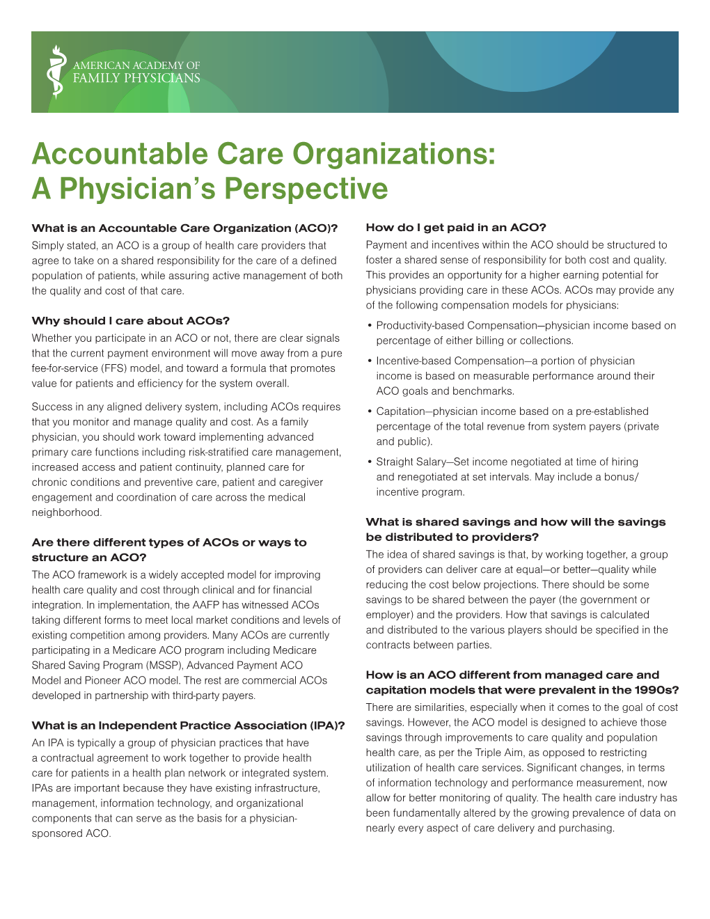 Accountable Care Organizations: a Physician’S Perspective