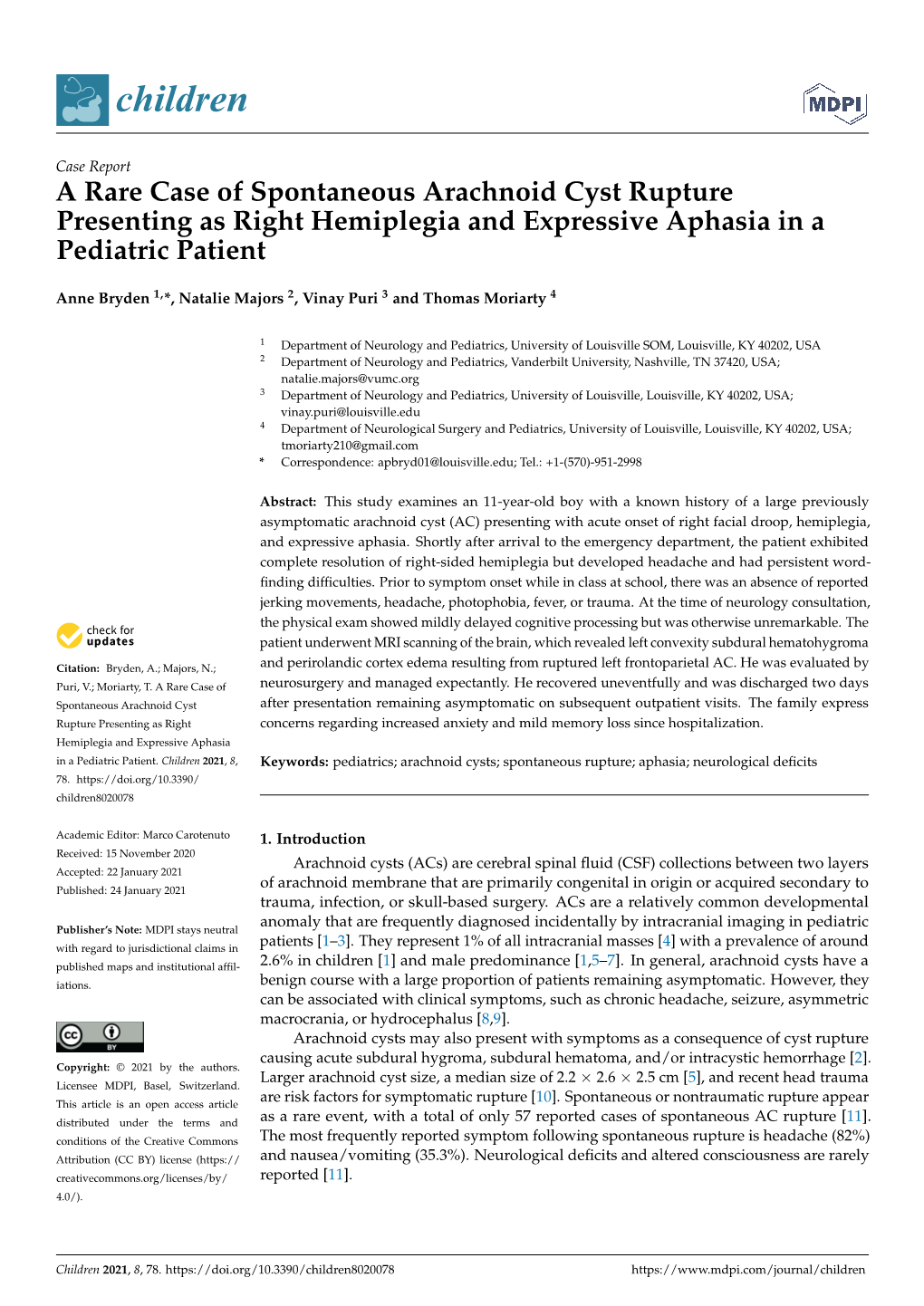 A Rare Case of Spontaneous Arachnoid Cyst Rupture Presenting As Right Hemiplegia and Expressive Aphasia in a Pediatric Patient