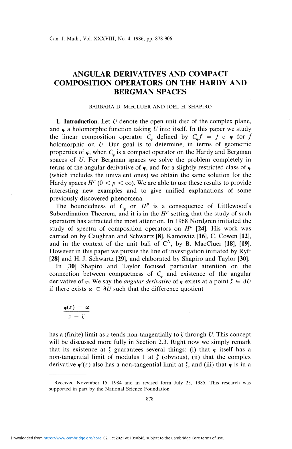 Angular Derivatives and Compact Composition Operators on the Hardy and Bergman Spaces
