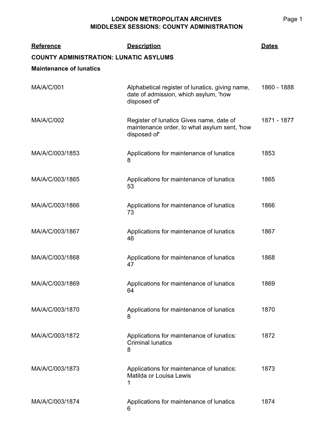 London Metropolitan Archives Middlesex Sessions