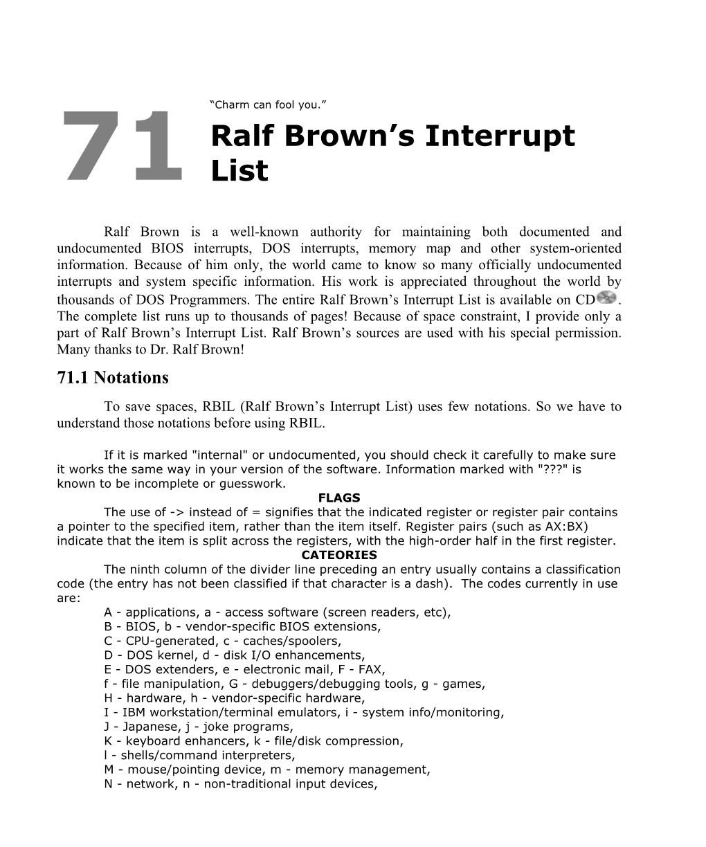 71. Ralf Brown's Interrupt List