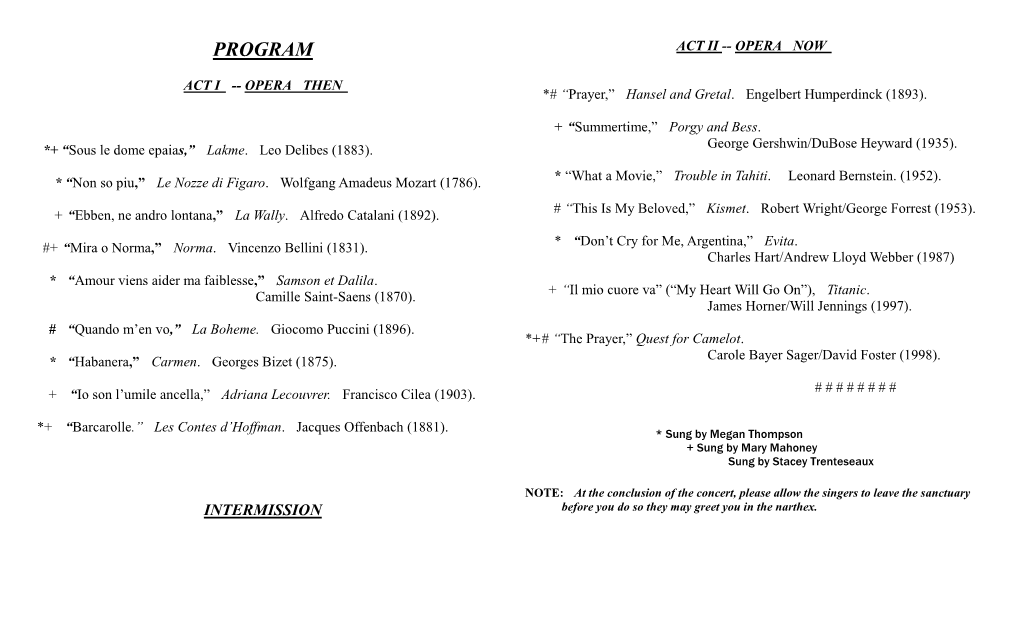 Program Act Ii -- Opera Now