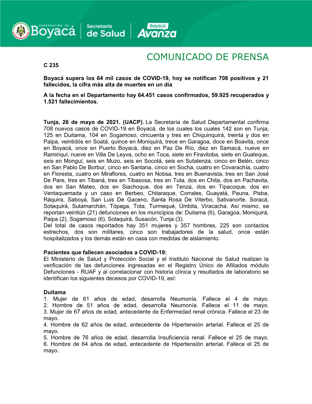 Comunicado De Prensa C 235