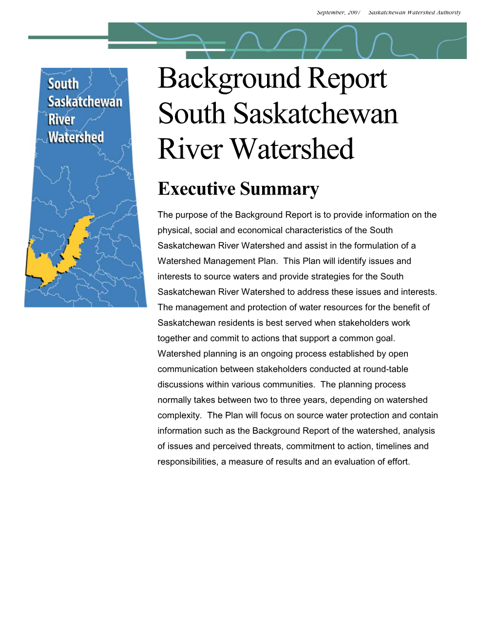 Background Report South Saskatchewan River Watershed