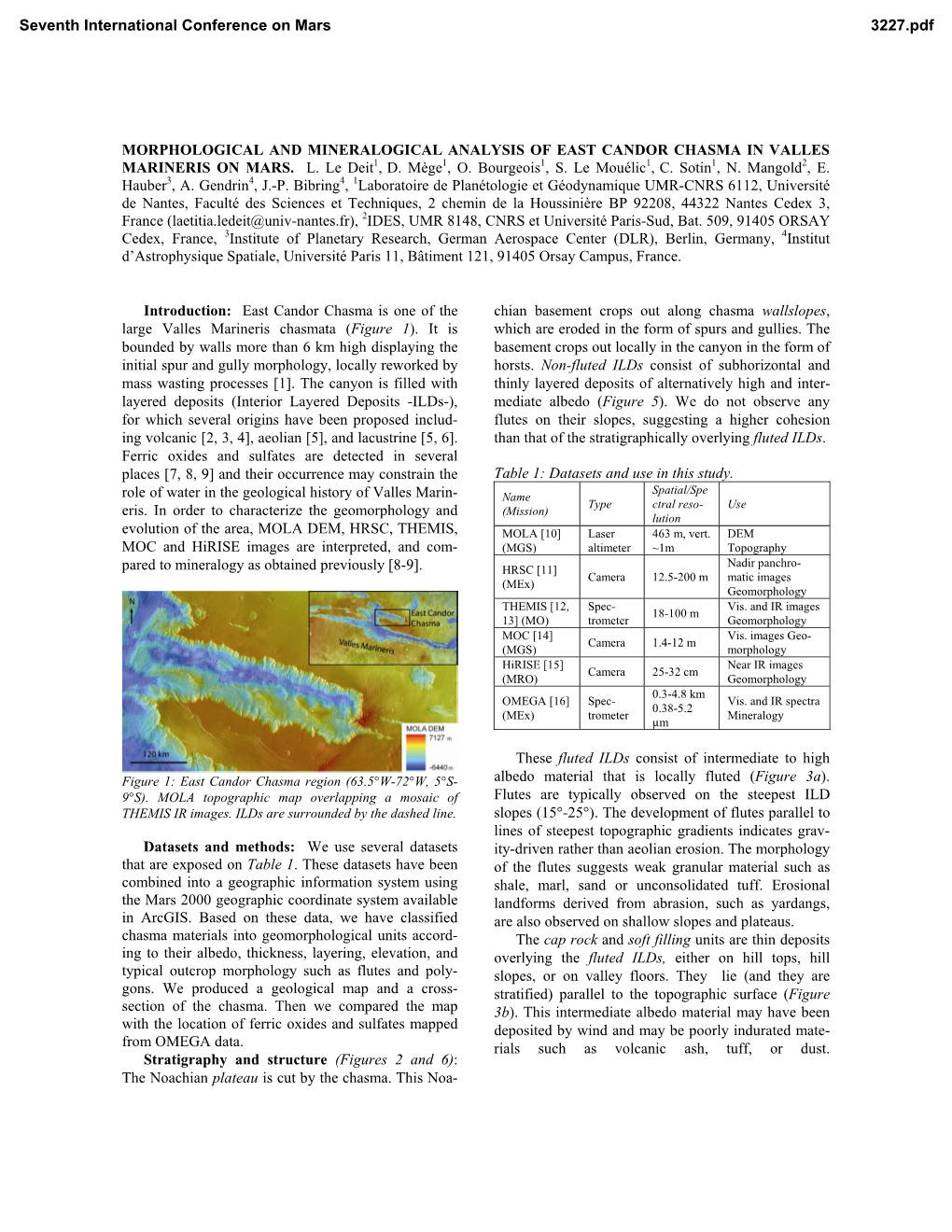 Morphological and Mineralogical Analysis of East Candor Chasma in Valles Marineris on Mars