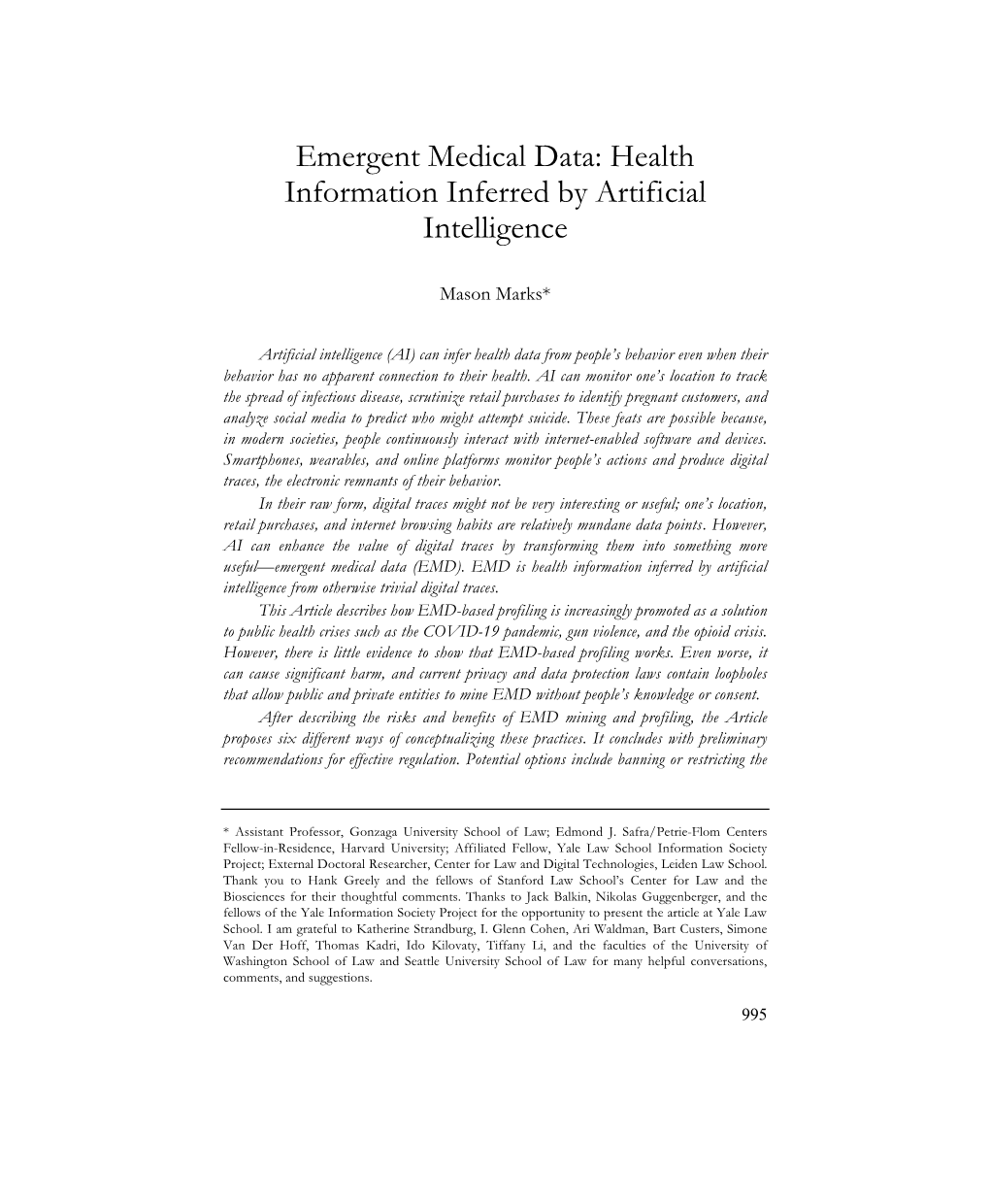 Emergent Medical Data: Health Information Inferred by Artificial Intelligence