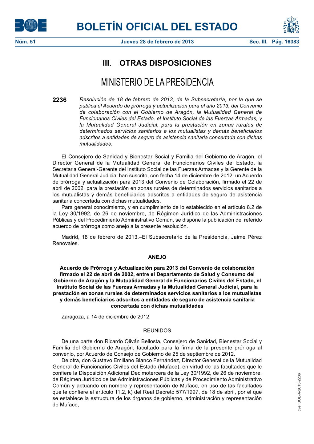 Disposición 2236 Del BOE Núm. 51 De 2013