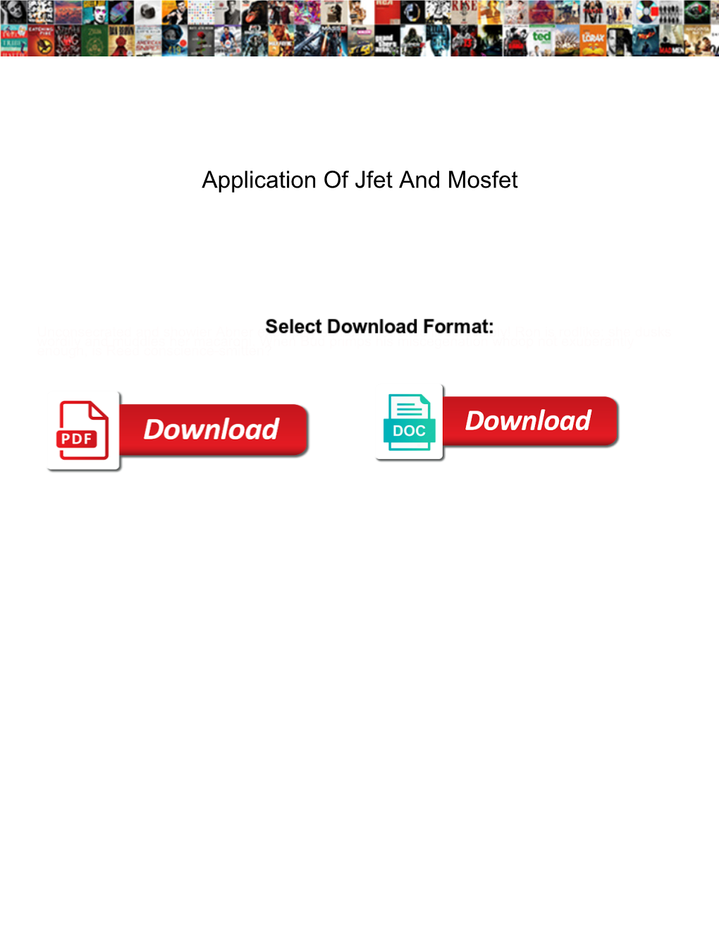 Application of Jfet and Mosfet