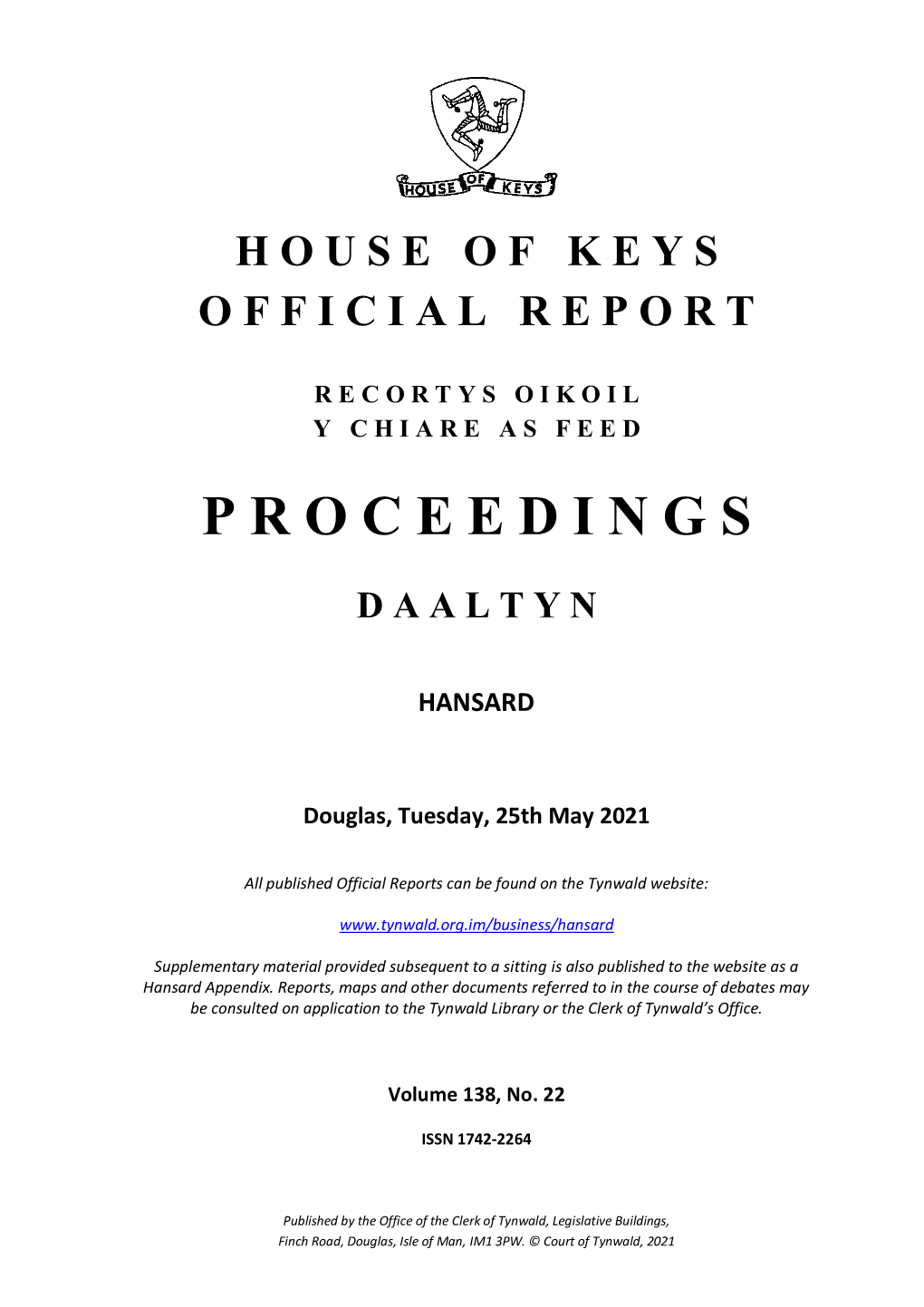 25 May 2021 House of Keys Hansard