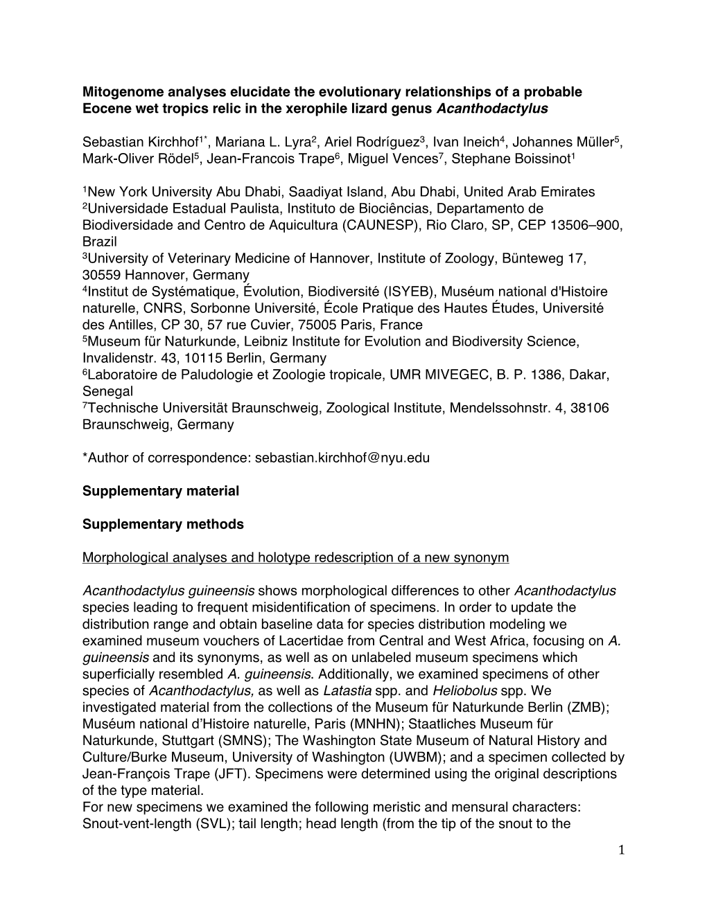 1 Mitogenome Analyses Elucidate the Evolutionary Relationships of A