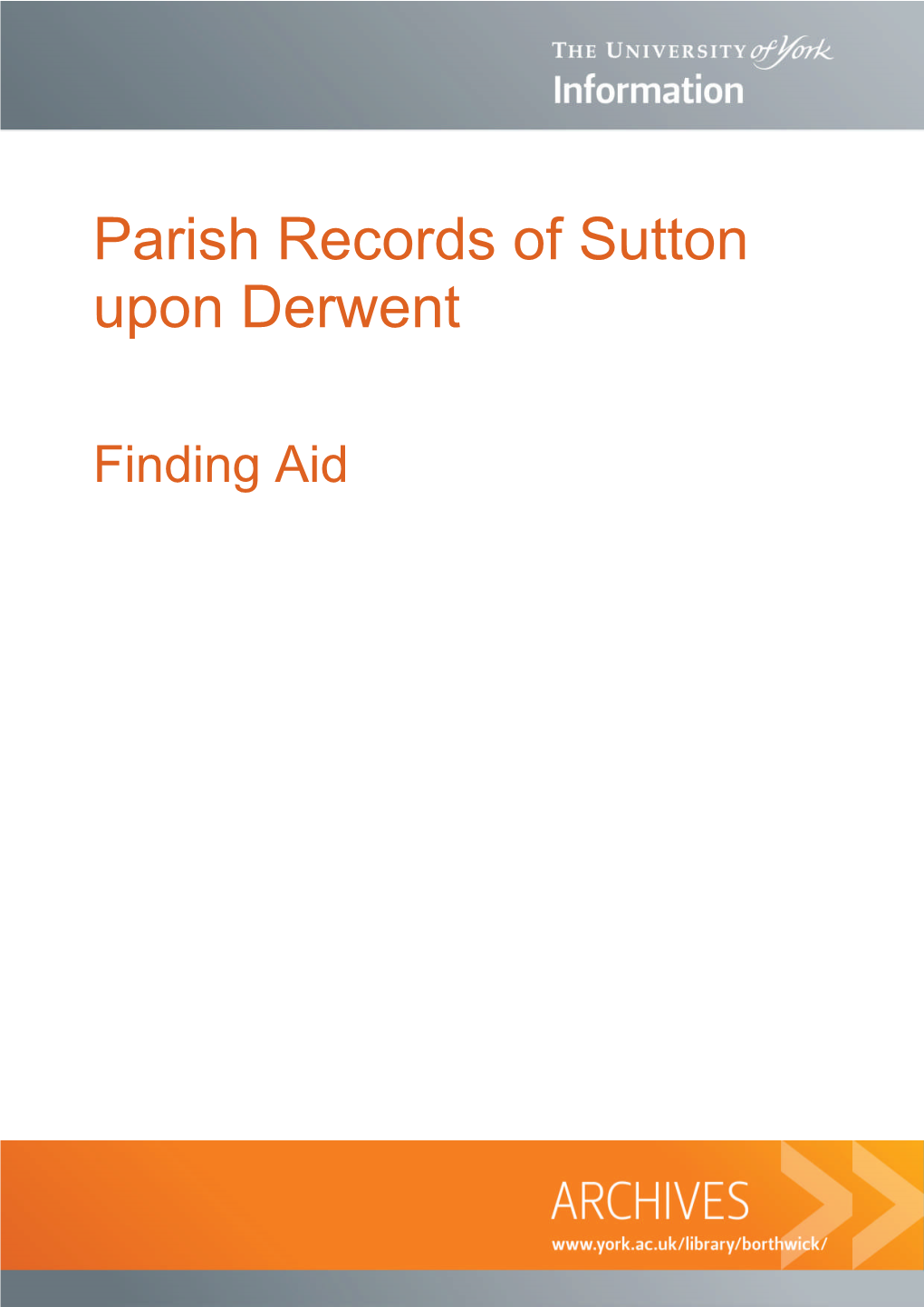 Parish Records of Sutton Upon Derwent