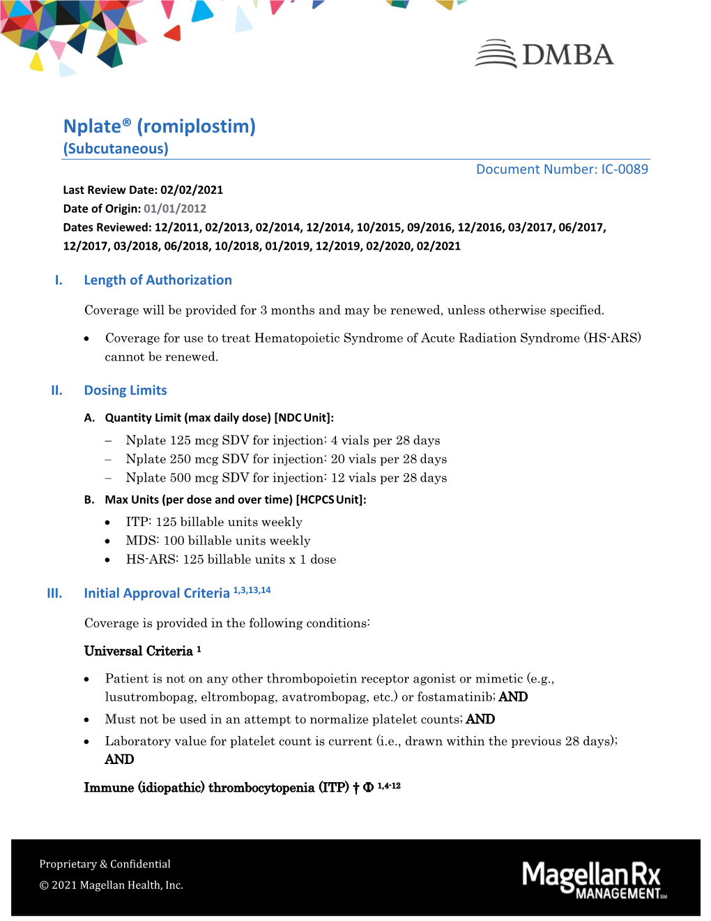 Nplate® (Romiplostim)