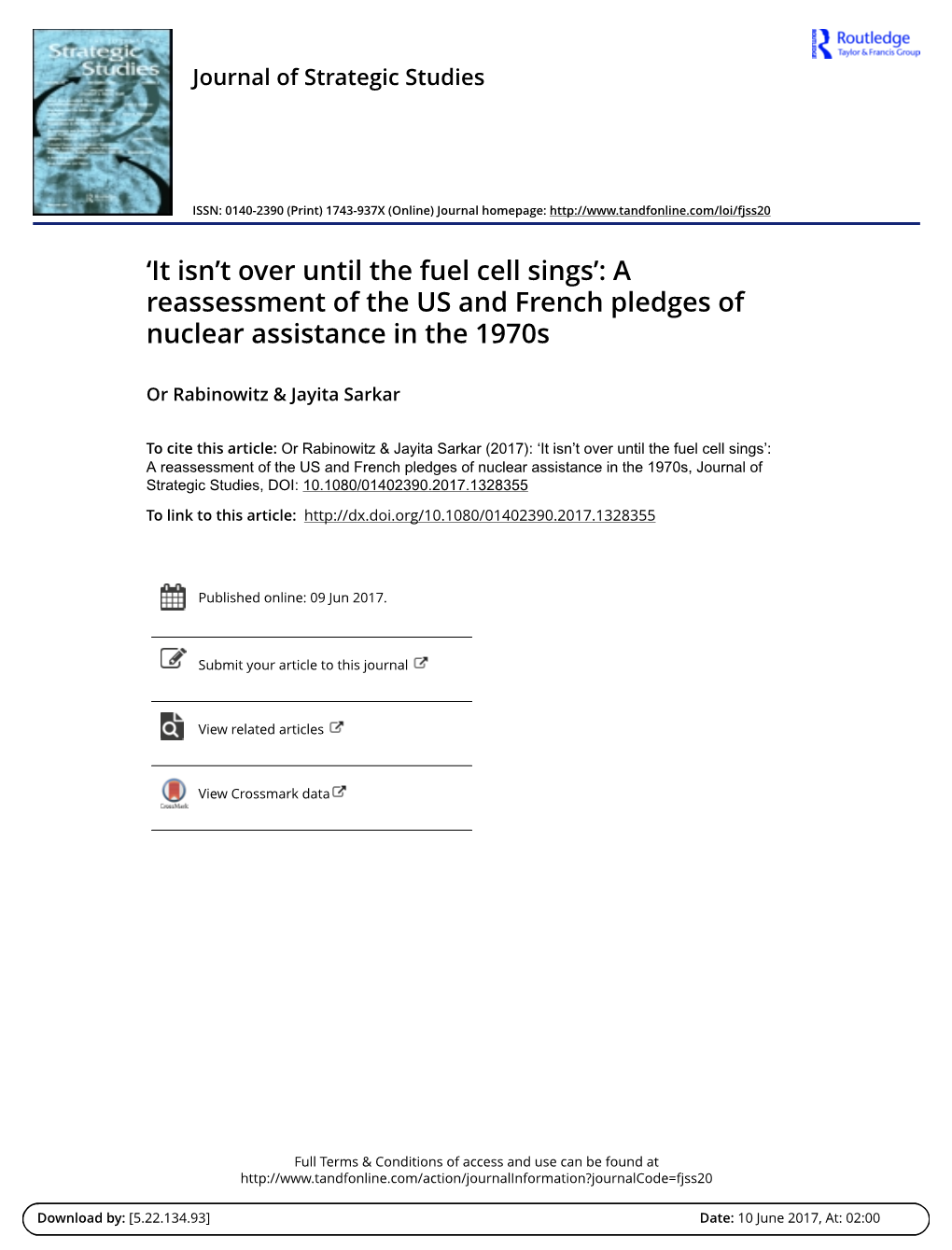 A Reassessment of the US and French Pledges of Nuclear Assistance in the 1970S
