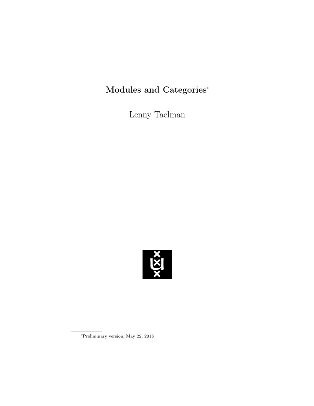 Modules and Categories∗ Lenny Taelman