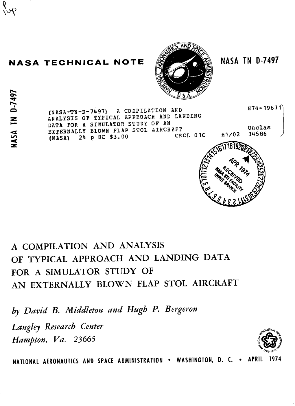 Nasa Technical Note Nasa Tn D-7497 a Compilation And