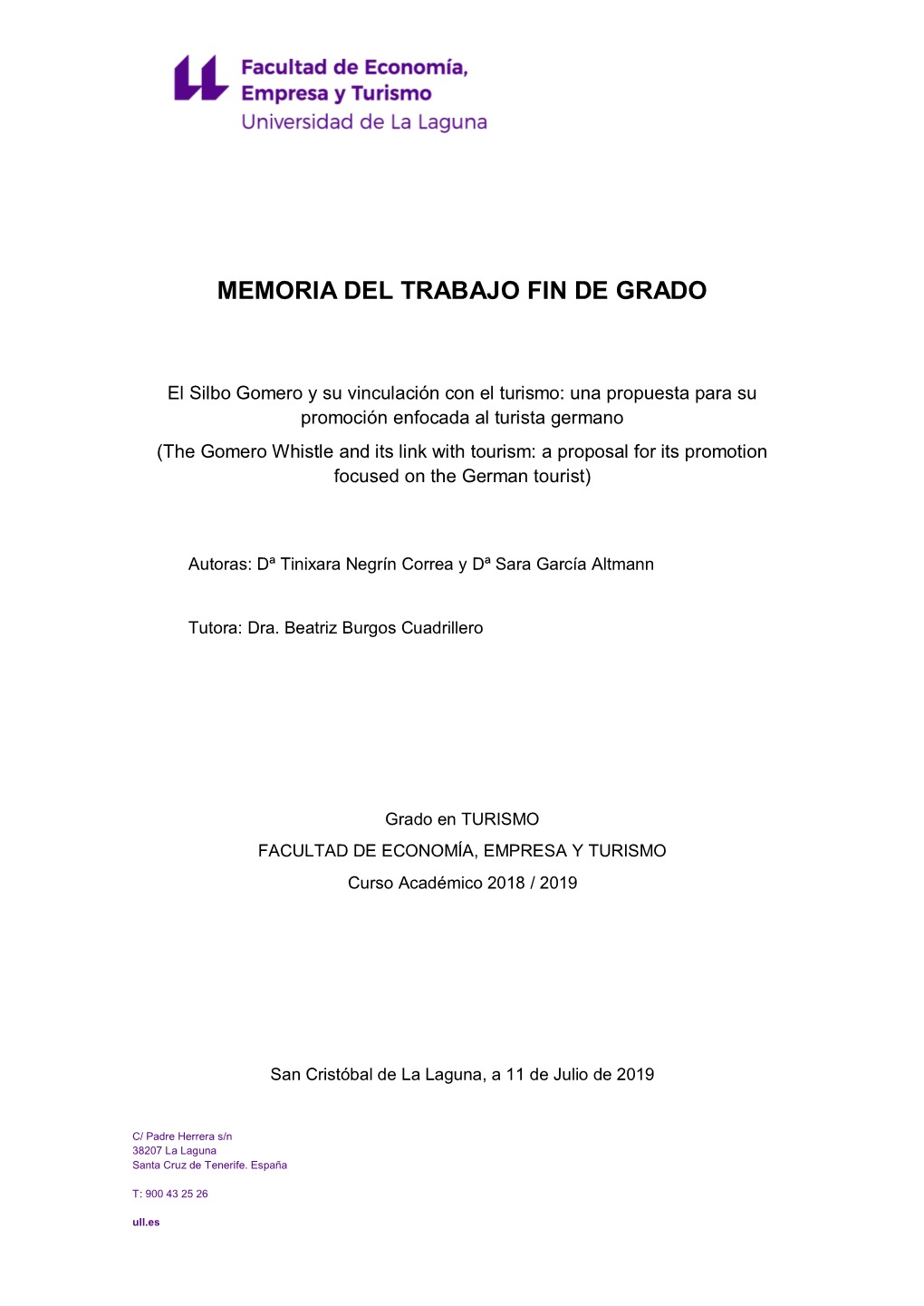 Memoria Del Trabajo Fin De Grado