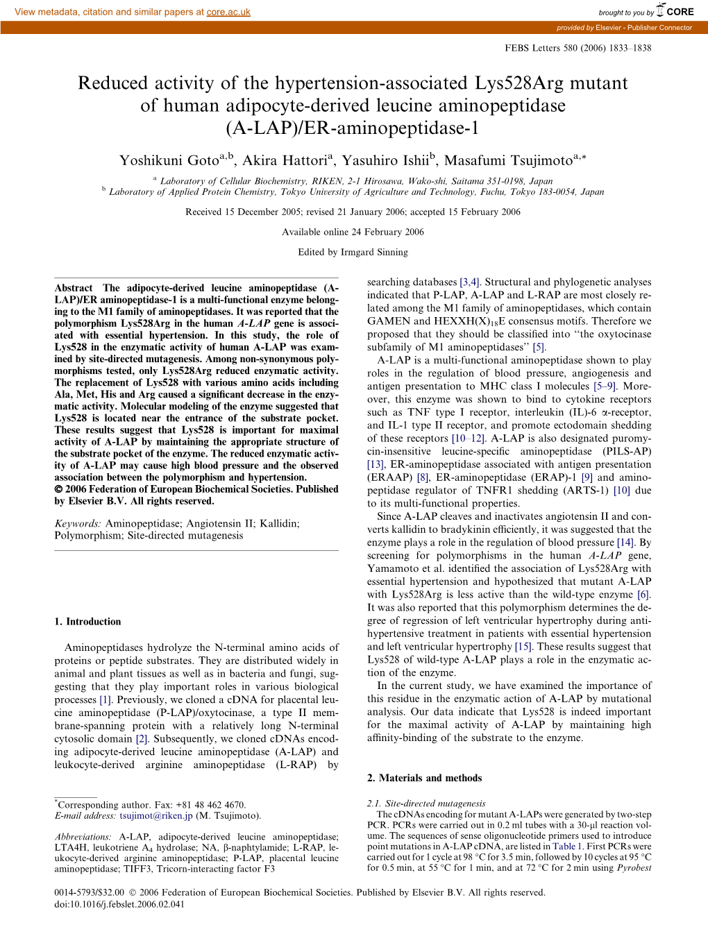 (A-LAP)/ER-Aminopeptidase-1