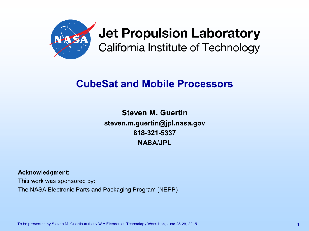 Cubesat and Mobile Processors