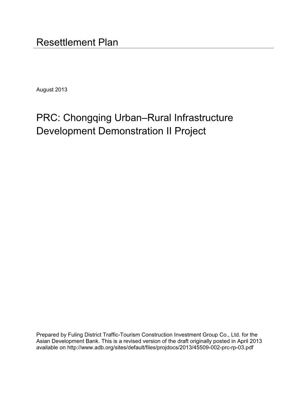 Chongqing Urban-Rural Infrastructure Development Demonstration II Project