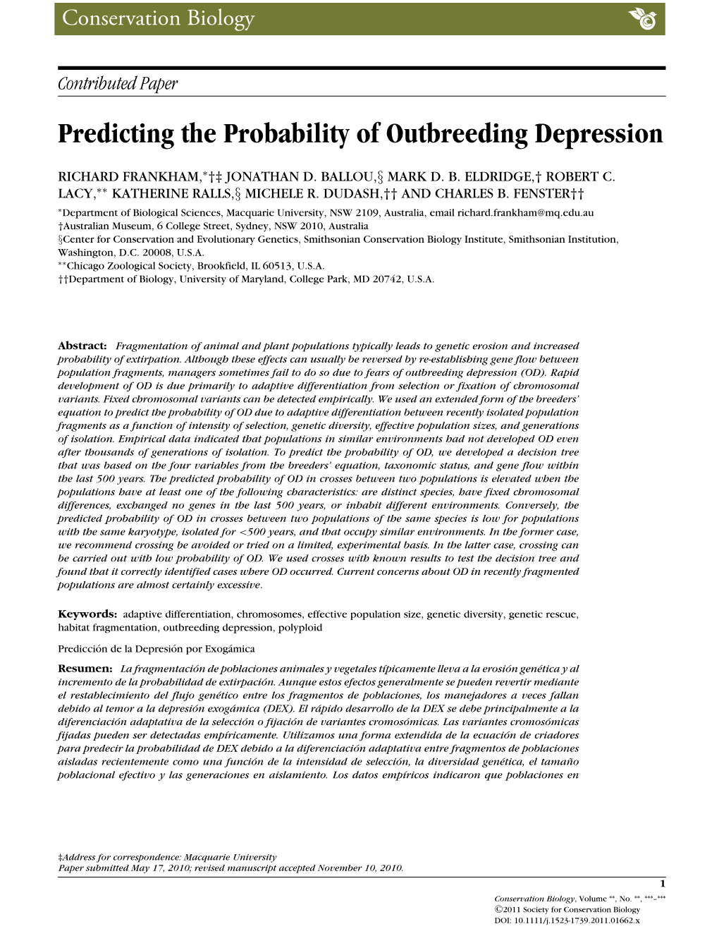 Predicting the Probability of Outbreeding Depression