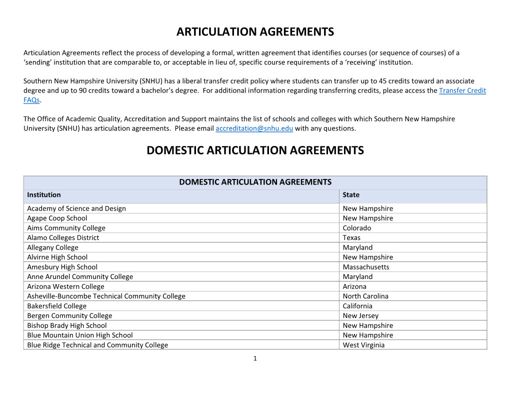 Articulation Agreements