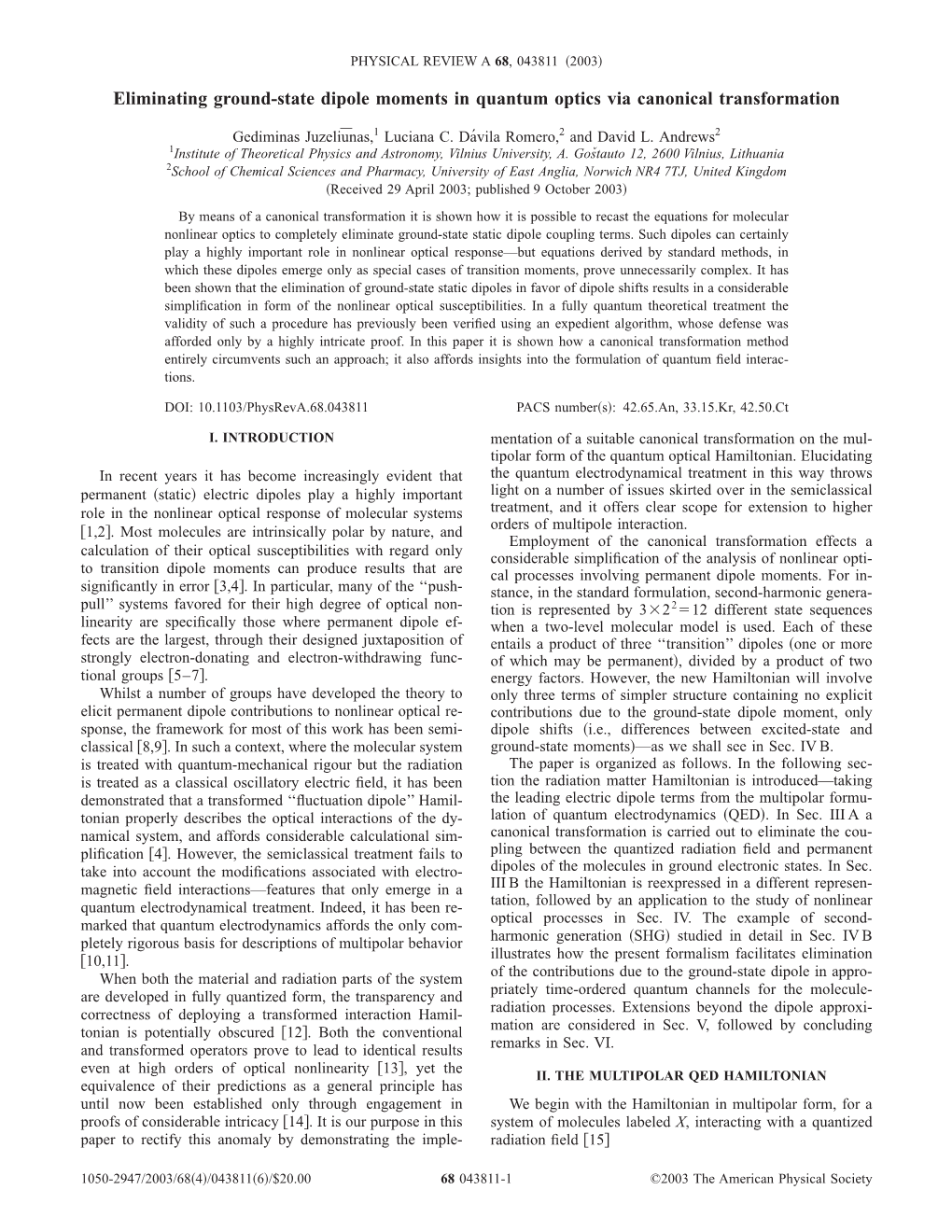 Eliminating Ground-State Dipole Moments in Quantum Optics Via Canonical Transformation